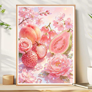 ( 预购Pre-order) 满绣鲜果满盘福气草莓葡萄橙水果盘十字绣套件 9ct/11ct Cross Stitch kit