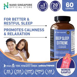 Melatonin + Ashwagandha Sleep Aid - Advanced Formula for Fast Sleep & Stress Relief - 60 Capsules