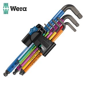 Wera 950/9 Hex-Plus Multicolor HF 1 L-Key Set (9pc) - Screw Holding Function & Anti-Strip Allen Key - Professional Bicycle & MTB Tool