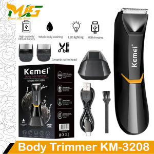 Alat Cukur Kemei KM-3208 Body Hair Trimmer Mesin Cukur Bulu Elektrik Hair Clipper USB Charging
