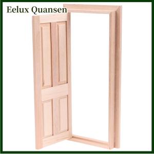 Eelux 1 12 Dollhouse thu nhỏ 4 Bảng điều chỉnh nội thất cửa gỗ tự làm mô hình phụ kiện đồ chơi