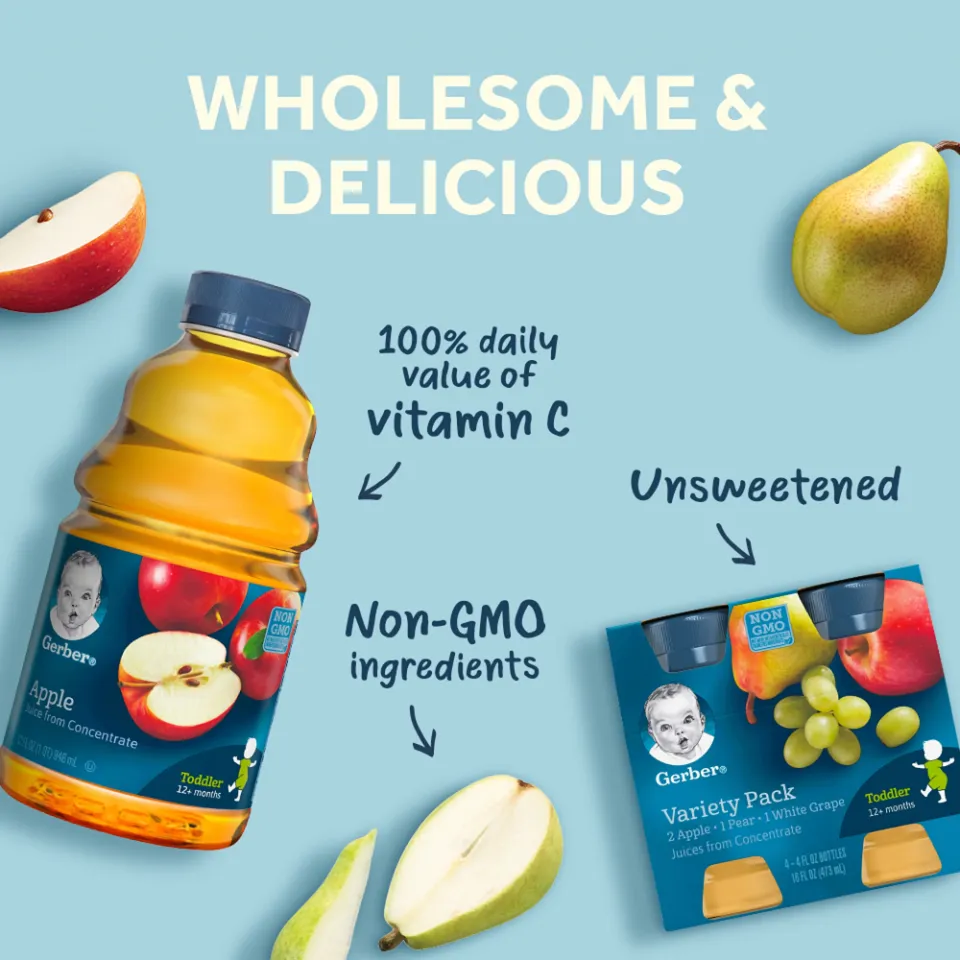 Gerber 100% Fruit Juice Organic Puree Pouch Food Puree in Jar