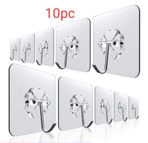 HSM Adhesive Wall Hooks Reusable Anti-skid Trace less Heavy Duty Stick on Bathroom Kitchen