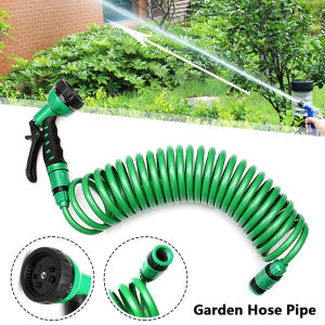 7.5M/15M/30M Coil Hose Retractable Garden Water Hose Pipe Spray Nozzle