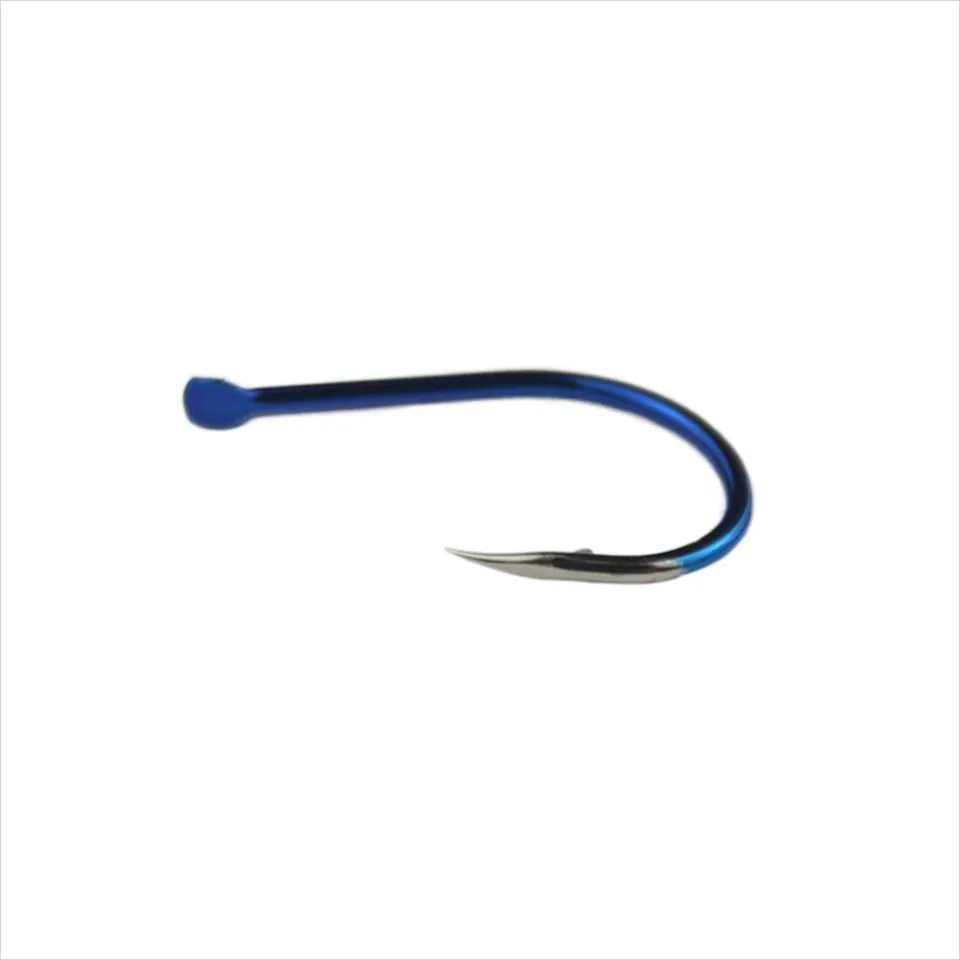 GONGL 50Pcs Carbon Steel Blue Fishing Hooks Bass Barbed Hook Izu