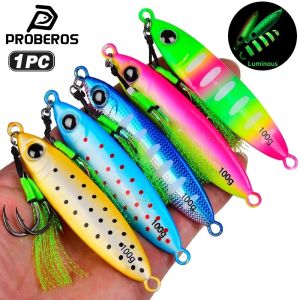 MARBLEX Metal Jig Fishing Lure 30g-100g Weight Luminous Fishing Jigs Fishing Gear Vertical Saltwater Lures for Mackerel Tuna