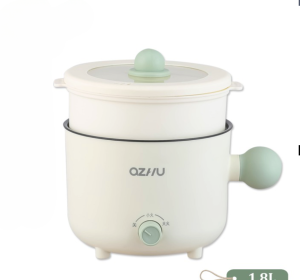 Nồi điện đa năng mini 600Ｗ Nồi lẩu điện đa năng 2 nấc nhiệt Nồi điện kèm giá hấp chiên xào nấu lẩu...