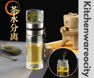 茶杯 / 玻璃杯 / Tea cup with filter portable glass tea cup brewing tea cup double-layer glass water cup