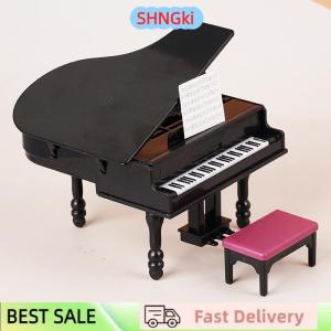 SHNGki 1:12 Dollhouse Miniature Piano W Stool Instrument Chair Model Living Room Furniture Decor Toy Doll House Accessories