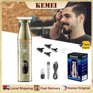 Kemei Professional Hair Clipper Cordless Hair Trimmer LCD Display Rechargeable Clipper Gold Electric Hair Cutting Machine Wireless Zero Gapped Hair Clipper KM-865 Salon Trimmers