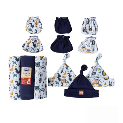 Paket Bedong Bayi Set dengan Topi Kupluk dan Sarung Tangan Kaus Kaki Motif Lucu