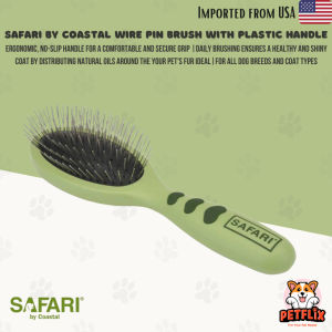Coastal Pet Safari Wire Pin Brush - No-Slip Plastic Handle for Short and Long Pet Hair