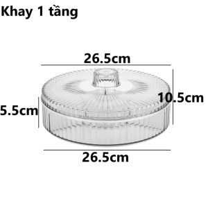 Khay mứt tròn 4 ngăn HOKORI nhựa VIỆT NHẬT cao cấp - 1 2 tầng trong suốt - Đựng bánh kẹo Tết 5635