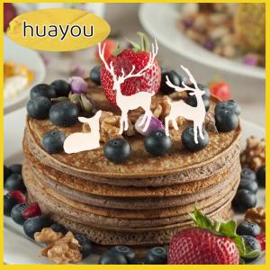 huayou 1Pc Mini Resin Deer Christmas Forest Elk White Dessert Table Decor Merry Christmas Decor For Home Kids New Year Gift