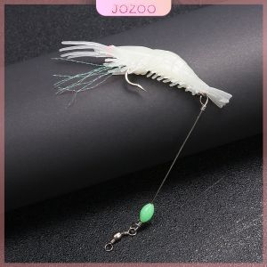 Jozoo 1PCS Soft Prawn Shrimp Swivel Wobbler Hook Luminous Silicon Soft Artificial Bait With Hooks