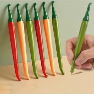 5pcs Creative Pepper Gel Pen 0.5mm Black Ink Neutral Pens Kawaii Students Kids Prize Gift Cartoon Chili Smooth Writing Tools for School Office Stationery
