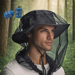 JJT Portable mosquito-proof head net outdoor fishing camping adventure mask insect‑proof breathable veil