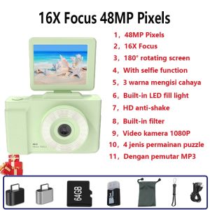 🎄Paskong Handog🎅✨【With 64GB Card】🔥Hot Selling🔥 Vetek Digital Camera 48MP 180° Flip Screen Video Camera 1080P 16X Digital Zoom With Selfie Support for Beginner Gift