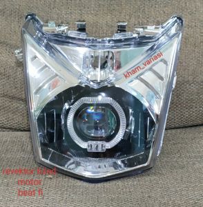 revektor lampu depan Biled motor beat fi WARNA bening 1set revektor + lampu projie biled