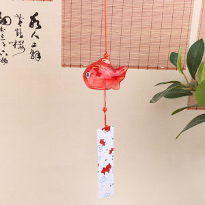 LEI Wind Chime Chimes Japanese Glass  s Style Goldfish Garden Hanging Outdoor Decor Pendant Furin Decorative Fish Ornament