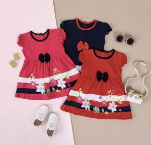 Dress Bayi Perempuan Full Color Corak Bunga untuk Anak 6-24 Bulan Free Celana Dalam Bayi Murah Terjangkau / Dress Baby Gaun Bayi Bahan Katun / Bisa COD Bayar di Tempat