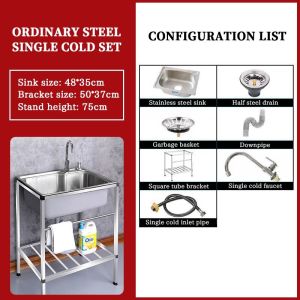 304 stainless steel kitchen sink Vertical sink With faucet Portable sink with stand sale Home floor sink Kitchen sink stainless complete set Stainless Steel Washbasin Vegetable Basin