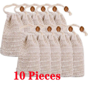 10pcs Sisal Soap Bag Soap Rajut Kantong Sabun Pouch Sabun Batang Saver Natural Exfoliating
