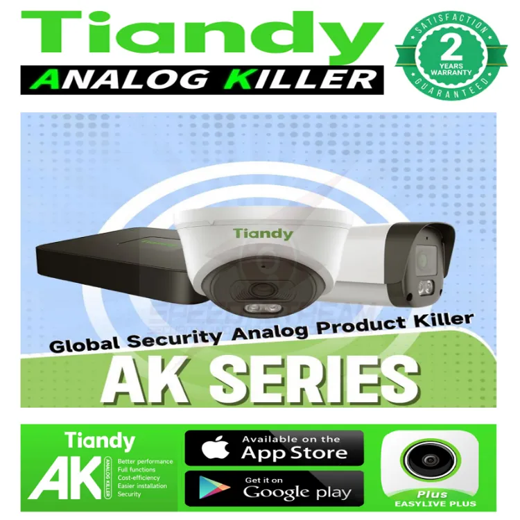 TIANDY 2MP CCTV IP Camera with Microphone channel NVR with POE 2TB Hard  Disk Package