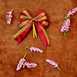 โบว์ติดของขวัญ โบว์ขนาด10*14cm โบว์ติดกระเช้า โบว์ติดของชำรวย โบว์ขนาดกลาง โบว์สำเร็จรูป ริบบิ้น โบว์หรู โบว์สวย โบว์2ชั้น โบว์มัดลวด