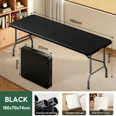 FINNAVENUE Foldable Table 4FT/5FT/6FT Outdoor Camping Table Portable Table Coffee Table Computer Table Load Capacity 500kg