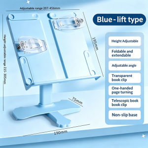 Quivlox Book Stand Desk Holder Adjustable Angle Liftable Reading Rack Page Clip Simple Lightweight Student Rak