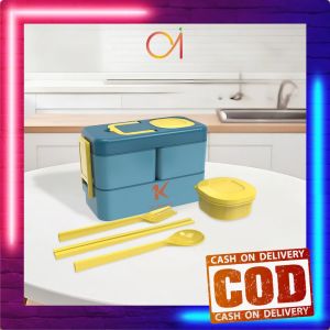 AI-C779 Kotak Makan 2 Tingkat Portable 1050ML Ada Sauce Cup / Lunch Box 2 Layer / Rantang Makanan