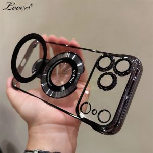 for Magsafe Borderless Bracket Case for iPhone 17 16 15 Pro Max Air 14 Plus 12 13 11 Magnetic Frameless Stand Clear Slim Cover