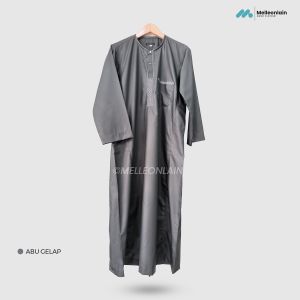 Jubah Yaman Gamis Pria Bordir Oblong Lengan Panjang Kancing Jepret Logam Melleonlain