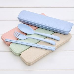 Sendok Set Jerami Wheat 3 in 1 Alat Makan Set Jerami Wheat Sendok Set Makan Jerami