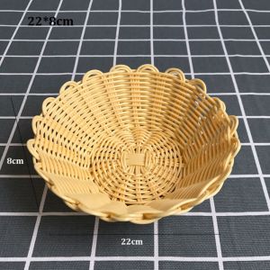 MUMU Multistyles Imitation Rattan Fruit Plate Retro Woven Multipurpose Storage Rattan Woven Tea Tray  Picnic Snacks Sundry Baskets Wedding Candy Flower Storage