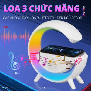 Loa bluetooth thông minh chữ G đa chức năng tích hợp sạc không dây15w  đèn ngủ âm thanh vòm 360 độ bass cực mạnh hỗ trợ USB và thẻ nhớ