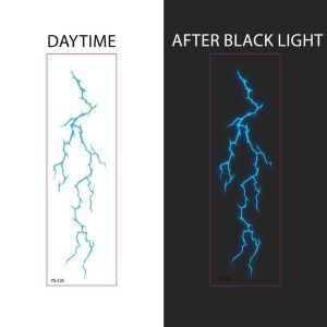 MAOMEI Water Transfer Decals Fluorescence Tattoo Stickers Fake Black Light Butterfly Temporary Tattoo Party Makeup Waterproof Luminous Body Art Sticker Finger Hand Legs Arm