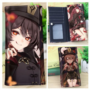 Genshin Impact Long Wallet Cosplay PU Leather Purse Clutch Alhaitham Hutao Keqing Beelzebul Scaramouche Coin Bag Kids Fans Gift