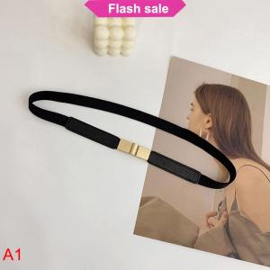 SHENHAO2🎀 Da Dây thắt lưng cho phụ nữ ăn mặc áo sơ mi tráng trang trí phụ kiện eo con dấu đàn hồi Vàng khóa thời trang tất cả các trận đấu mỏng vành đai