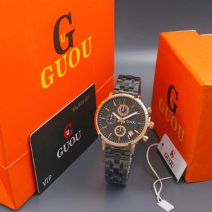 Box Exclusive Small + Paperbag / Jam Tangan Guou Bulat VA-548SPR / Jam Tangan Fashion Wanita Tali Rantai Diameter 38 cm