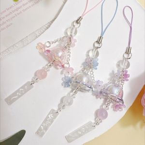 HBESTY Y2K Purple Pink Jellyfish Key Chain Wind Chimes Star Heart Beaded Keyring For Phone Camera Earphone Case Charm Pendant Keycord