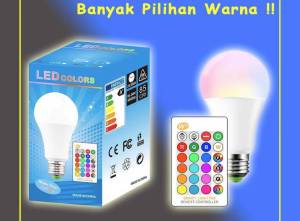 LAMPU BOHLAM LED 10WATT RGB LENGKAP REMOT BERUBAH WARNA REMOTE CONTROL ORIGINAL