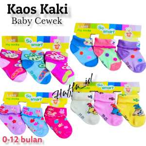 3 PASANG KAOS KAKI BAYI PEREMPUAN 0-6 BULAN LUCU - KAOS KAKI BABY BAYI CEWEK