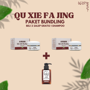 QU XIE FA JING 2 Salep + 1 Shampoo – Perawatan Rambut Berkilau Anti Ketombe Kerak Rontok Lepek Bercabang Gatal Jamur