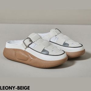 SEPATU WANITA MINIMAL SLIDES TRAVEL COMFY STYLE PRAKTIS MODEREN BAGUS COMFY BAHAN PU IMPORT LEONY