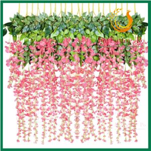 【COD】1pieces of 110cm wisteria artificial flower wreath fake plant leaves DIY hanging rattan family party wedding decoration rattan tracking fake flowers