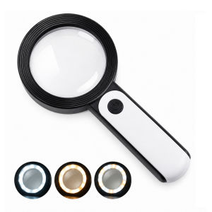 JMH Magnifying Glass with Light Handheld Large Magnifying Glass 18LED Cold and Warm Light with 3 Modes Illuminated Lighted Magnifier for Seniors Reading Coins Jewelry