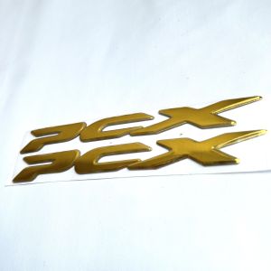 Emblem Stiker Sticker Tulisan untuk Motor Honda PCX OLD Sepasang Silver Emas Hitam Soft PVC Timbul