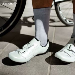 Santic Cycling Shoes Men Women Road Cleats Carbon Fiber Sole Breathable Light Self-locking Bicycle Bike Sneakers